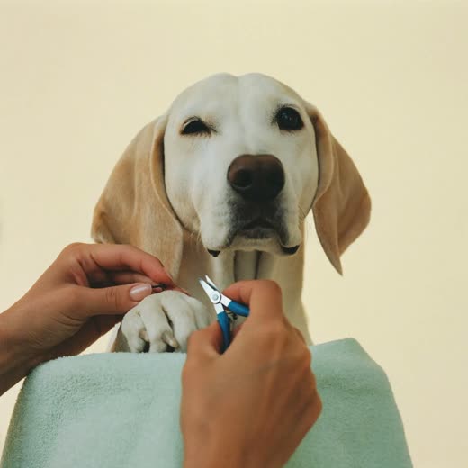 A dog's paw having its nails clipped